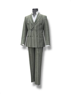 Standard Fit Double-Breasted Linen Blend Khaki Riviera Suit