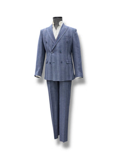 Standard Fit Double-Breasted Linen Blend Navy Riviera Suit