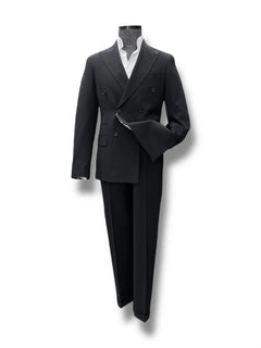 Slim Fit Likralı Çift Yırtmaç Kruvaze Siyah Form Takım Elbise