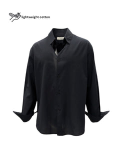 Relaxed Fit Cotton Voile Black Shirt