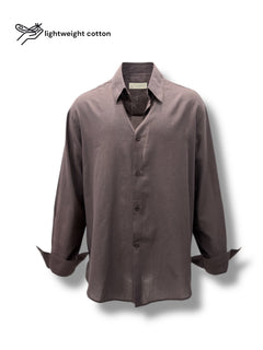 Relaxed Fit Cotton Voile Dark Brown Shirt