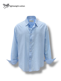 Relaxed Fit Cotton Voile Blue Shirt