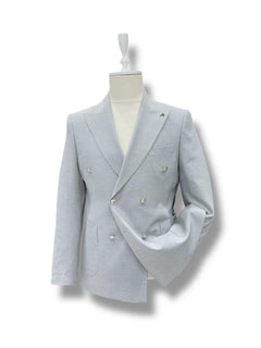 Slim Fit Metal Düğmeli Kruvaze Gri Tailor Ceket