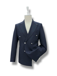 Slim Fit Metal Düğmeli Kruvaze Lacivert Tailor Ceket