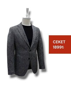 Slim Fit Kaşe Siyah Bright Ceket