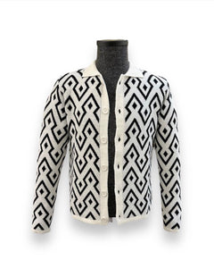 Slim Fit Knitted Pattern White Flava Cardigan