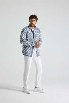 Slim Fit Knitted Pattern Blue Flava Cardigan