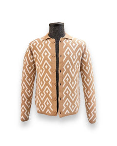 Slim Fit Knitted Pattern Tan Flava Cardigan