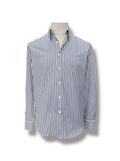 Slim Fit Button-Down Collar Cotton Blend Navy Veyra Shirt