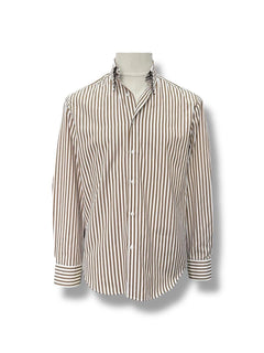 Slim Fit Button-Down Collar Cotton Blend Brown Veyra Shirt