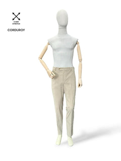 Standard Fit Italian Fabric Beige Corduroy Trousers