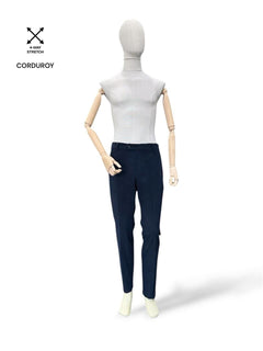 Standart Fit İtalyan Kumaş Lacivert Fitilli Kadife Pantolon