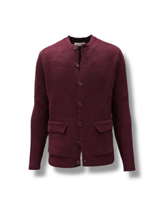 Slim Fit Buttoned Burgundy Mielo Cardigan