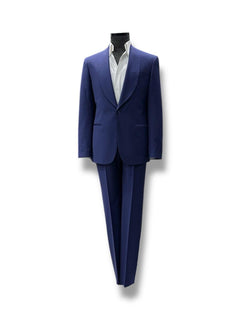 Slim Fit Şal Yaka Çift Yırtmaç Lacivert Erkek Yün Valente Takım Elbise