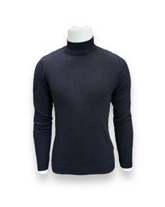 Slim Fit Pamuk Akrilik Yarım Boğazlı Lacivert Triko