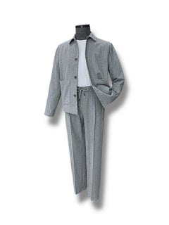 Grey Standard Fit Striped Wool Guilio Jacket