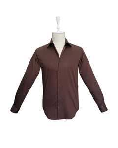 Slim Fit Brown 100% Cotton Satin Shirt