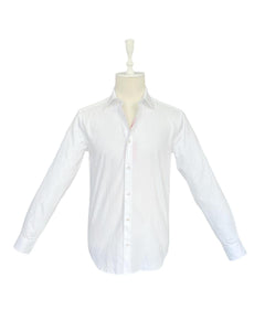 Slim Fit White 100% Cotton Satin Shirt