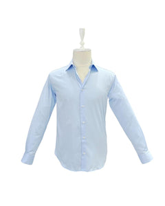 Slim Fit Blue 100% Cotton Satin Shirt