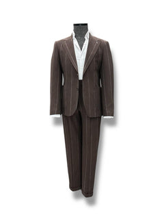 Brown Standard Fit Striped Eliot Suit