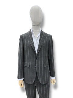 Standard Fit Striped Grey Men's Gentle Suit