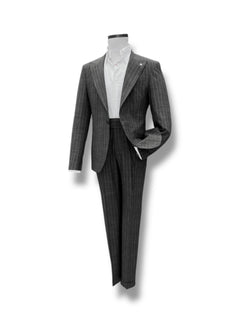 Slim Fit Çizgili Siyah Lord Takım Elbise
