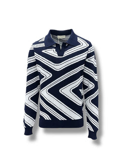 Lacivert Standart Fit Zebra Desen Triko