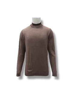 Slim Fit Pamuk Akrilik Yarım Boğazlı Kahverengi Triko