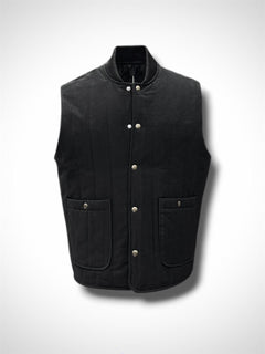 Ashford Siyah Gabardin Kumaş Çıtçıtlı Yelek